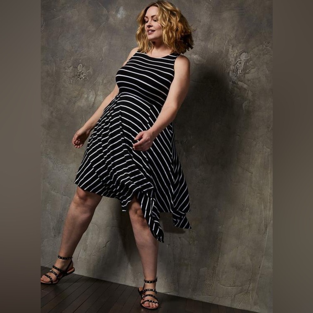 Torrid NWT striped dress with handkerchief hem